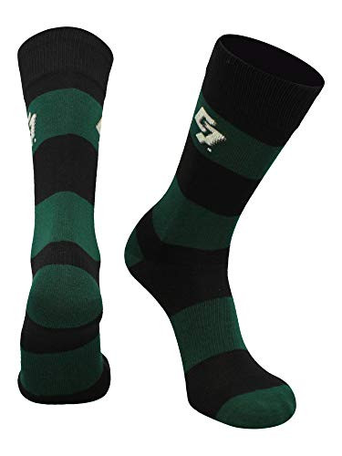 TCK Cal Poly Mustangs Game Day Striped Socks GreenBlack Large