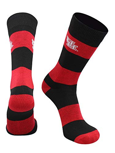 TCK Houston Cougars Game Day Striped Socks RedBlack Large