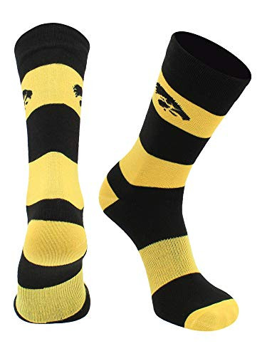 TCK Iowa Hawkeyes Game Day Striped Socks BlackGold Large