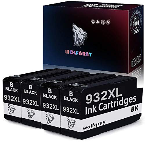 Wolfgray 4 Black 932XL 933XL Compatible Ink Cartridge Replacement for HP 932 XL 933 XL Ink Cartridge for HP Officejet 7510 Officejet 6600 Officejet 7110 Officejet 6700 Officejet 7610 6100 7612