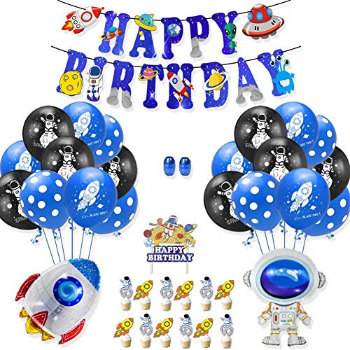 Space Party Supplies Solar System Birthday Party Supplies Decoration Happy Birthday Banner Cake Topper Tattoo Outer Space Party Decorations