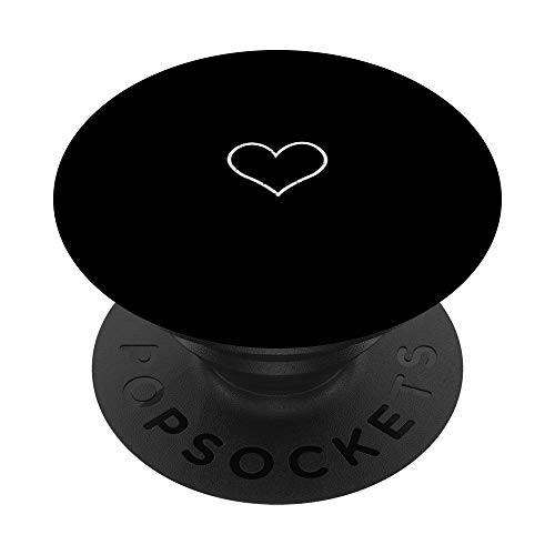 minimalist white cute doodle heart vintage simple outline PopSockets PopGrip Swappable Grip for Phones  and  Tablets