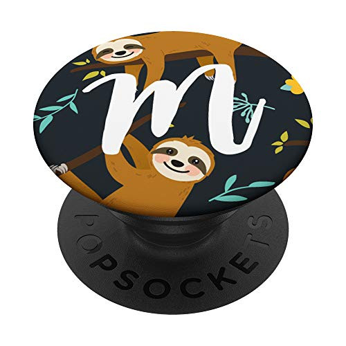 Cute Sloth with Letter M Initial PopSockets PopGrip Swappable Grip for Phones  and  Tablets