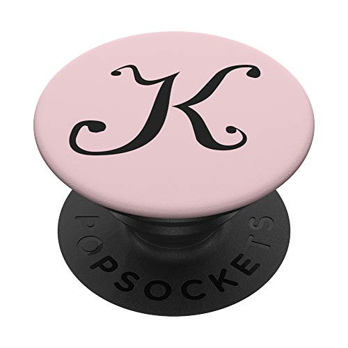 Light Pink Letter K Monogram PopSockets PopGrip Swappable Grip for Phones  and  Tablets