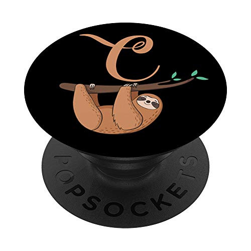 Sloth Monogram Letter C Initial PopSockets PopGrip Swappable Grip for Phones  and  Tablets