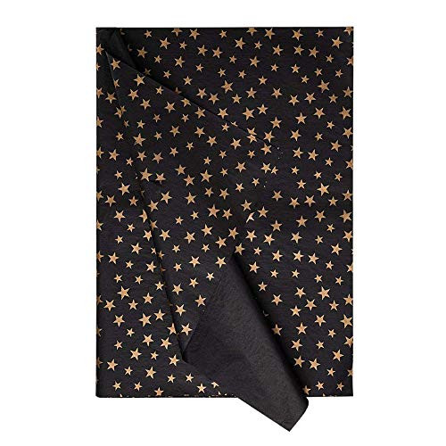 AimtoHome Gold Star Black Tissue Paper Gift Wrapping Paper for DIY Crafts Pack Bags 50 Sheets