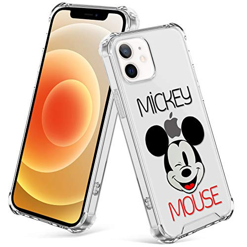 DISNEY COLLECTION iPhone 12 Mini Case 2020 Mickey Crystal Clear Slim Soft TPU Bumper Anti-Fall Transparent Four Corners Shockproof Protection Back Cover for iPhone 12 Mini 5_4 Inch