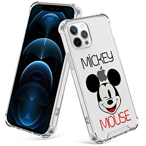 DISNEY COLLECTION iPhone 12 Pro Case iPhone 12 Case 2020 Mickey Crystal Clear Slim Soft TPU Bumper Anti-Fall Transparent Four Corners Shockproof Protection Back Cover 6_1 Inch