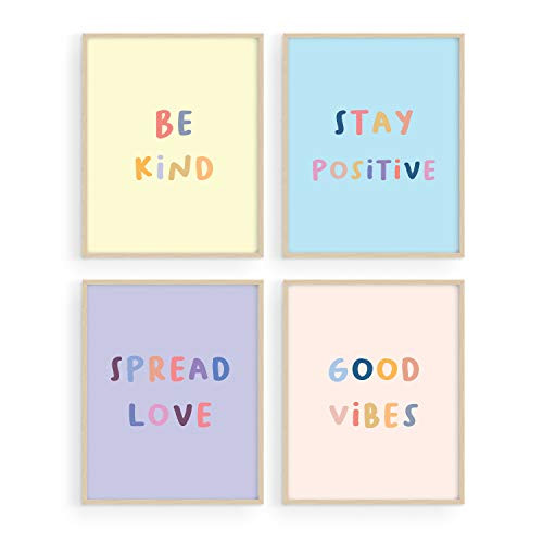 Haus and Hues Inspirational Wall Art Print Quotes - Set of 4 Motivational Art Prints Posters for Teen Girls Room  Positive Be Kind Wall Decor for Girls Bedroom Minimalist 8x10 UNFRAMED