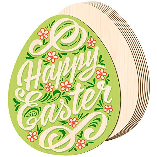 8 Pieces 11 Inch Wooden Easter Egg Cutouts Unfinished Wooden Egg Slices Easter Wooden Egg Discs Blank Egg Cutouts Ornaments for Holiday Hanging Embellishments Painting DIY Crafts