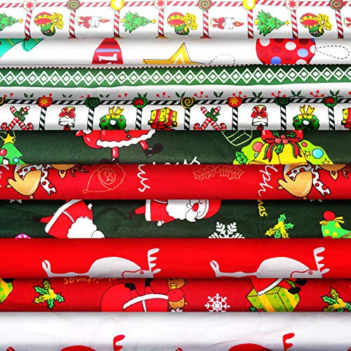 Larcenciel 10pcs Christmas Cotton Fabric Bundles 20 x 20 Inch Sewing Squares Bundle Multi-Color Fabric Patchwork Christmas Tree Fat Quarters Precut Santa Claus Fabric Scraps for Christmas DIY Quilting Larcenciel 10pcs Christmas Cotton Fabric Bundles 20 x 20 Inch Sewing Squares Bundle Multi-Color Fabric Patchwork Christmas Tree Fat Quarters Precut Santa Claus Fabric Scraps for Christmas DIY Quilting