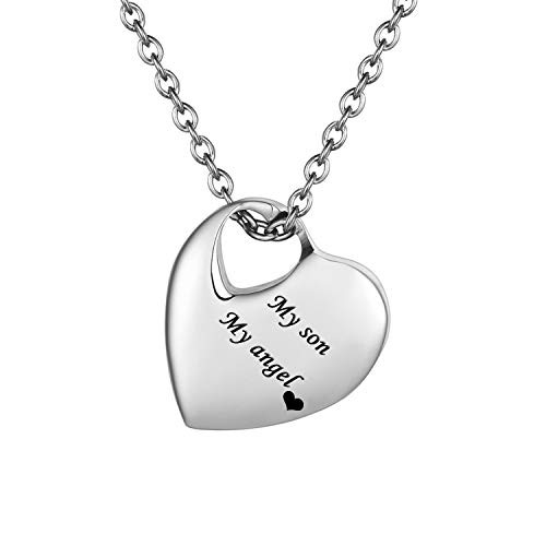 Norya Heart Pendant Cremation Urn Necklace Stainless Steel Keepsake Waterproof Memorial Jewelry My Son My Angel Norya Heart Pendant Cremation Urn Necklace Stainless Steel Keepsake Waterproof Memorial Jewelry My Son My Angel