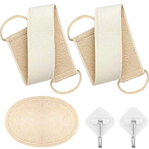 2 Pieces Exfoliating Back Scrubber with Exfoliating Loofah Sponge Pad for Shower Natural Loofah Back Scrubber Luffa Strap Back Washer Body Scrubber and Loofa Sponge Scrubber for Bath Spa Deep Clean 2 Pieces Exfoliating Back Scrubber with Exfoliating Loofah Sponge Pad for Shower Natural Loofah Back Scrubber Luffa Strap Back Washer Body Scrubber and Loofa Sponge Scrubber for Bath Spa Deep Clean
