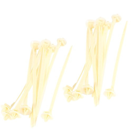 Uxcell Nylon Umbrella Wing Push Mount Cable Zip Tie, 163mmx5mm, 20 Pcs, Beige