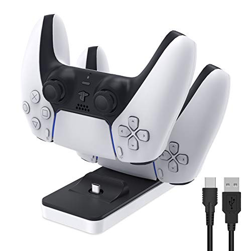 FASTSNAIL Charging Dock for PS5 Controller Playstation 5 Controller Dualsense Charging Station Charger Stand for PS5 Wireless Controller with Type-C Charging Cable