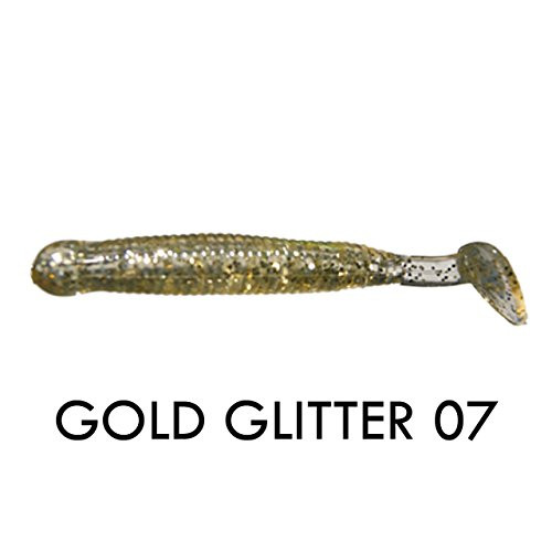 Big Bite Baits PT32507 Paddle Tail Grub Gold Glitter, 3.25"
