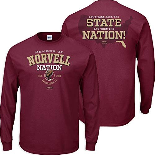 Smack Apparel Florida State Football Fans_ Member of Norvell Nation Garnet T-Shirt Sm-5X Long Sleeve Medium
