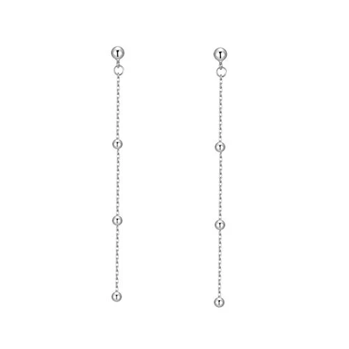 SLUYNZ 925 Sterling Silver Dangle Earrings for Women Teen Girls CZ Droplet Dangle Earrings Long Chain Style 4