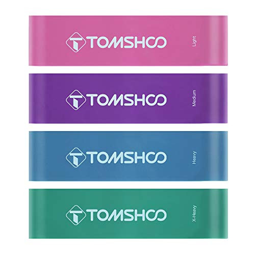 TOMSHOO Resistance Bands Loop Exercise Bands - Set of 4 - for Fitness Gym Strength Training Physical Therapy Exercise Home Gym