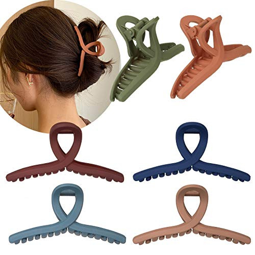 Whaline Hair Claw Clip 6 Color Hair Jaw Clamp Clips 4_3 Inch Nonslip Hair Claw Strong Hold Matte Butterfly Clip Clamp Hair Styling Accessories for Women Girls Thin Thick Fine Hair