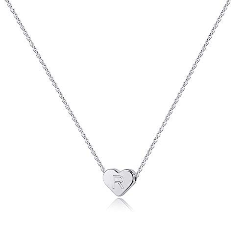Turandoss R Initial Necklace for Girls Jewelry Heart 14K White Gold Plated Pendant Letter Necklace for Women Girls Alphabet Initial Pendant Girl Necklaces for Kids Jewelry for Girls