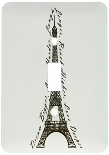 3dRose lsp_165895_1 Paris Dream Bigger Inspirational Design Black and White Light Switch Cover
