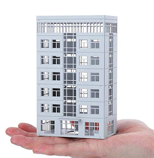 EatingBiting 1150 N Scale Skyscraper Modern Building Model Sand Table Scene Assembling DIY Sand Table Garden Micro Landscape Ornaments Decor Assembling Model Realism DIY Spray Building