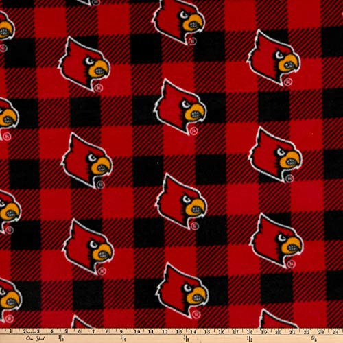 Sykel Enterprises NCAA Louisville Cardinals Buffalo Plaid Fleece Red  and  Black Yard