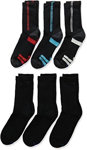 Hanes Boys 12-Pairs EZ Sort Crew Socks Black Medium - Shoe Size 9-2_5