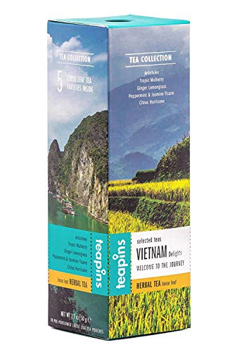 Teapins Vietnam Delights Premium Tea Gift Set 5 Herbal Loose Leaf Teas Natural Selection for Tea Lovers  75g