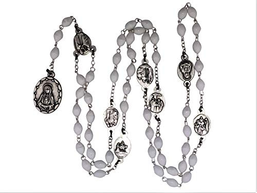 7 Sorrows Chaplet with Clear Crystal Beads - Servite Rosary WHITE PLASTIC 7 Sorrows Chaplet with Clear Crystal Beads - Servite Rosary WHITE PLASTIC