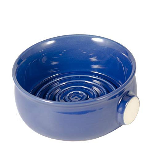 Grandslam Shaving Soap Bowl for Men Wide Mouth Ceramic Easier to Lather and Clean Non-slip Handle Handmade Pottery Cup for Soap and Cream