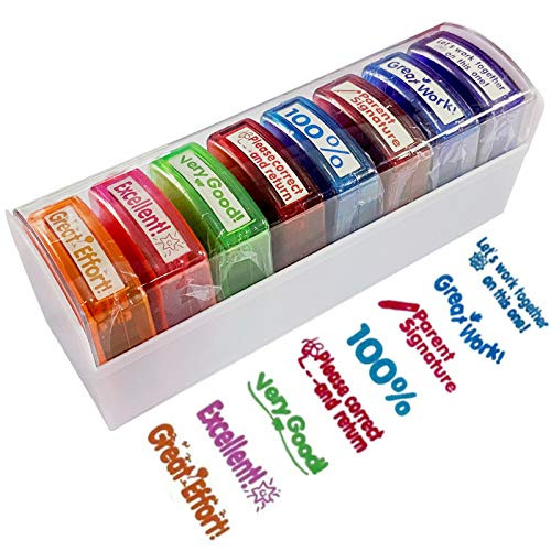 Bertiveny Teacher Stamps for Grading Classroom?Parent Signature Teacher Self-Inking Stamp Set Motivation Stamps for Homework Reward with 8 pcs Bertiveny Teacher Stamps for Grading Classroom?Parent Signature Teacher Self-Inking Stamp Set Motivation Stamps for Homework Reward with 8 pcs