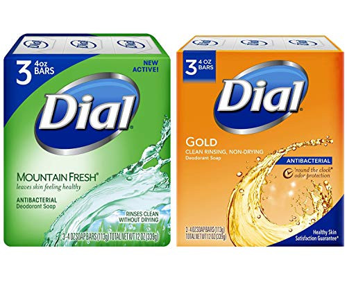 Dial Antibacterial Deodorant Bar Soap 4 oz Bundle of 6 3 Gold bars  3 Mountain Fresh Bars