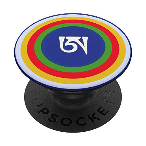 Dzogchen Tibetan Letter A Symbol Buddhism Meditation Rainbow PopSockets PopGrip Swappable Grip for Phones  and  Tablets