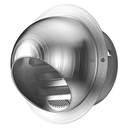 Weiworld 304 Stainless Steel Round Exhaust Grille Louvered Vent with Screen Mesh 4 inch External Extractor Wall Dryer Vent Cap