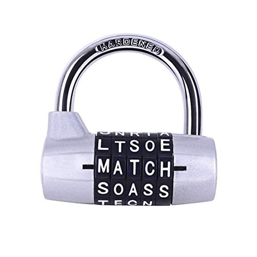 Combination Padlock - 5 dials Locker Locks Set Your own Word Combination Padlock 1 Pack Silver