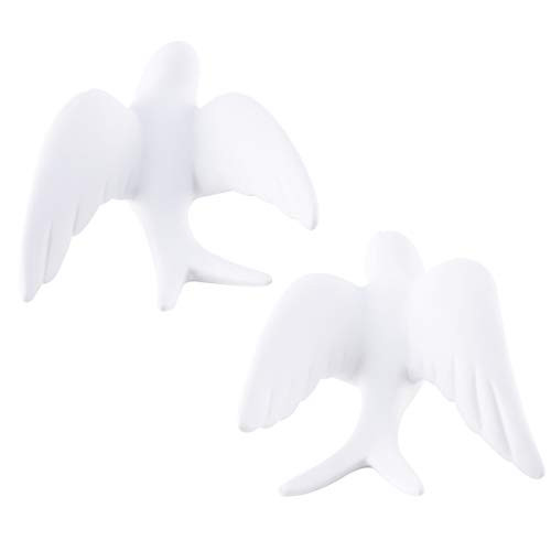 IMIKEYA White Ceramic Birds Swallows Birds Figurine Decorative Bird Ornaments Wall Mounted Decor Hanging Wall Sculptures for Livingroom Garden