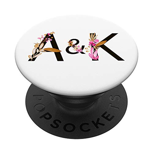 Floral Letter A  and  K Flower Initial Monogram Pop Socket PopSockets PopGrip Swappable Grip for Phones  and  Tablets