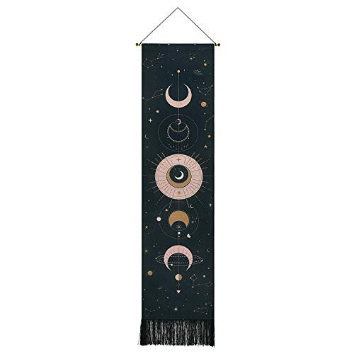Livole Moon Tapestry Moon Phase Tapestry Art Bohemian Tapestries Constellation Tapestry Wall Hanging for Room Black 12_8 x 51_2 inches