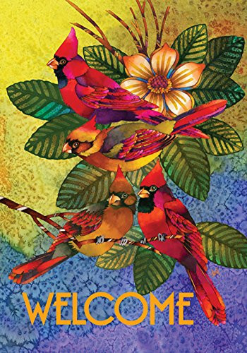 Toland Home Garden 119457 Cardinals And Magnolia 12_5 x 18 Inch Decorative Garden Flag 12_5 x 18