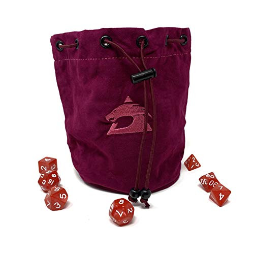 Dundra Multipocket Dice Bag - DND Velvet Pouch - Large Dice Bags for D and D with Pockets - Soft Case for RPG Dice Storage - Drawstring Pouches for Role Playing Games Dice Set - Polyhedral Dice Bag Plum