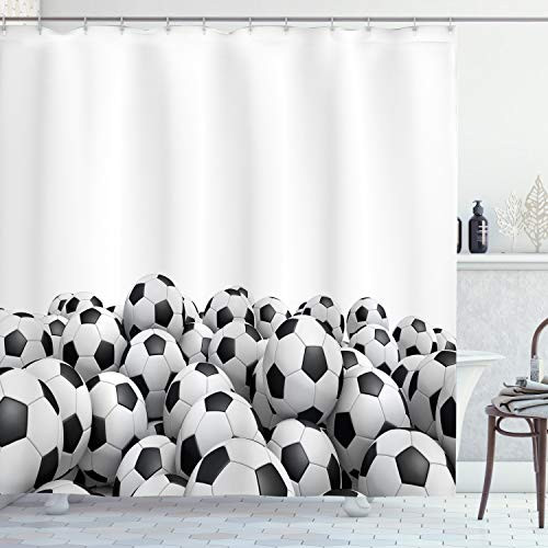 Ambesonne Sports Shower Curtain Illustration of Soccer Ball Championship Tournament Victory Theme Stadium Team Play Cloth Fabric Bathroom Decor Set with Hooks 84 Long Extra White Black Ambesonne Sports Shower Curtain Illustration of Soccer Ball Championship Tournament Victory Theme Stadium Team Play Cloth Fabric Bathroom Decor Set with Hooks 84 Long Extra White Black