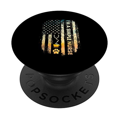 Im A Simple Nurse American Flag US Pride Nursing Gifts PopSockets PopGrip Swappable Grip for Phones  and  Tablets
