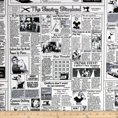 Timeless Treasures Quilting News Fabric by the Yard, White