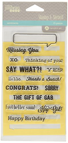 Hampton Art Jillibean Soup Stamp and Stencil Set, Sentiments