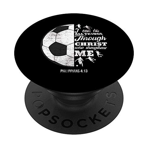 Christian Soccer Football Player Saying Gifts Men Women Kids PopSockets PopGrip Swappable Grip for Phones  and  Tablets