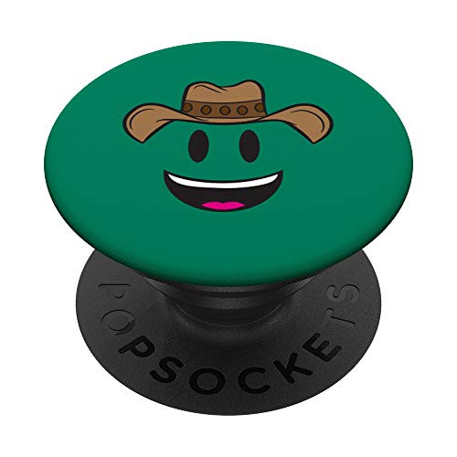 Smiling Cowboy Hat Face Emojis Halloween Easy Simple Costume PopSockets Grip and Stand for Phones and Tablets