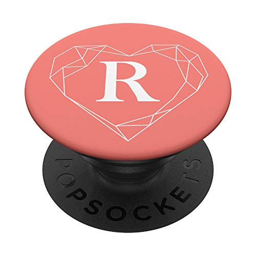 Coral Pink White Monogram Letter R Initial Heart Design PopSockets PopGrip Swappable Grip for Phones and Tablets Coral Pink White Monogram Letter R Initial Heart Design PopSockets PopGrip Swappable Grip for Phones and Tablets