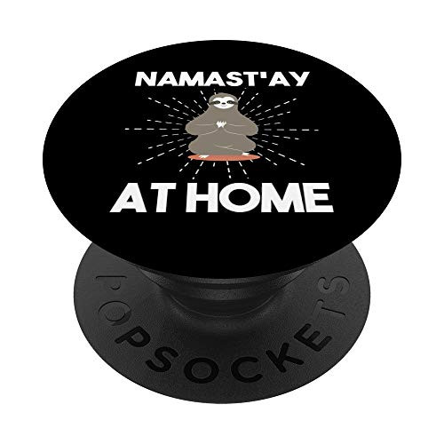 Namaste At Home Meditating Sloth Buddha in Yoga Pose PopSockets Grip and Stand for Phones and Tablets